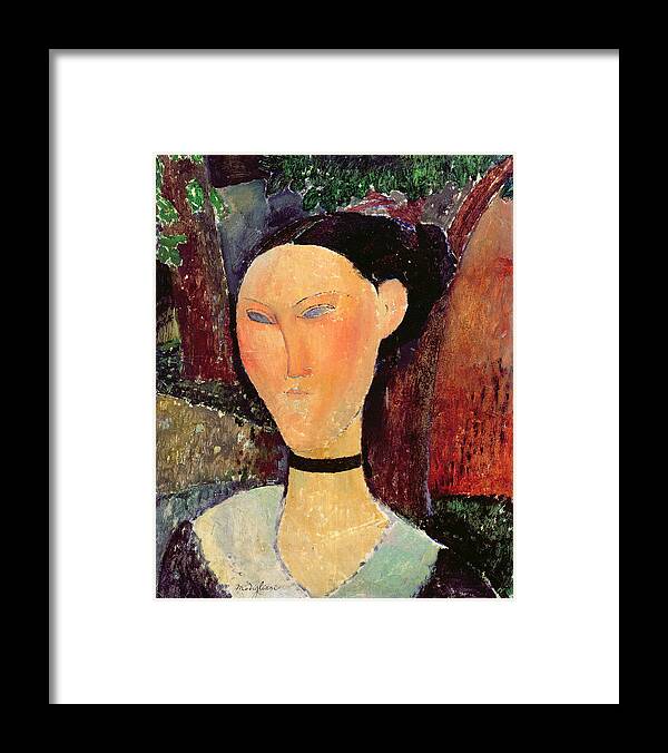 Woman Framed Print featuring the painting Woman with a Velvet Neckband by Amedeo Modigliani