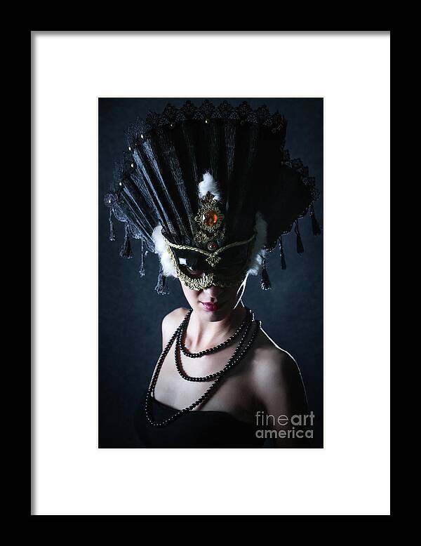 Fashion Framed Print featuring the photograph Woman With Beautiful Carnival Mask by Dimitar Hristov