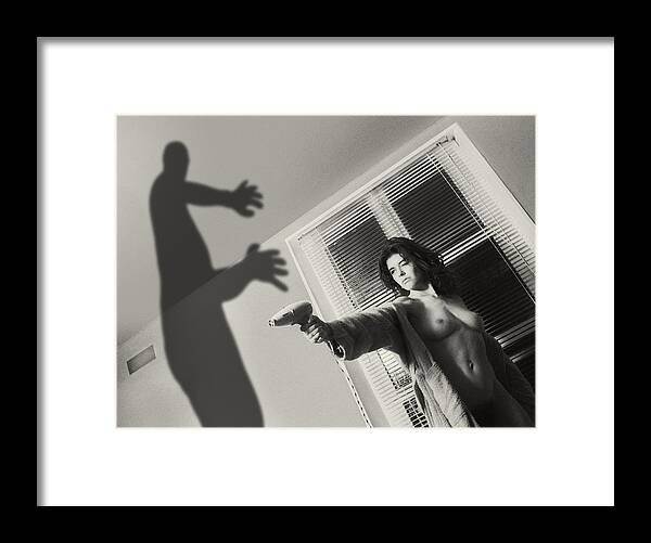 Photography Framed Print featuring the photograph WOMEN Danik and the shadow by Philippe Taka