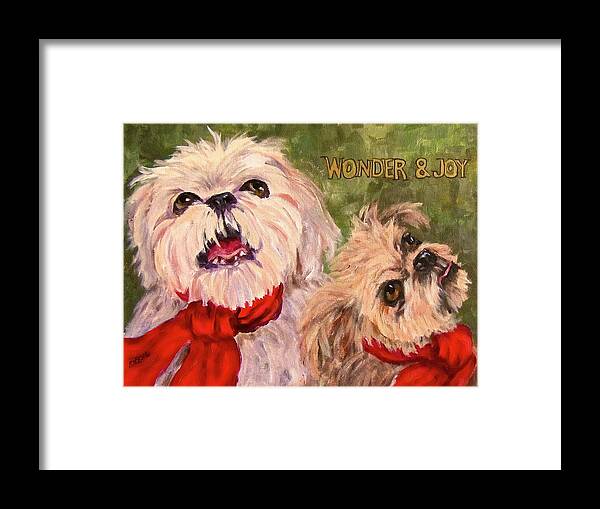 Dogs Framed Print featuring the painting Wonder and Joy by Barbara O'Toole