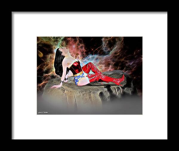 Fantasy Framed Print featuring the painting Wonder Warrior At Rest by Jon Volden