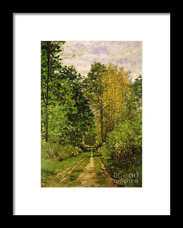 Wooded Path Framed Print featuring the painting Wooded Path by Claude Monet