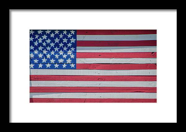 Wooden Framed Print featuring the photograph Wooden American Flag by Bill Cannon