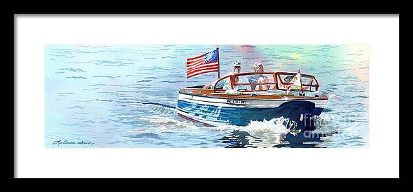 Wooden Boats Framed Print featuring the painting Wooden Boat Blues by LeAnne Sowa