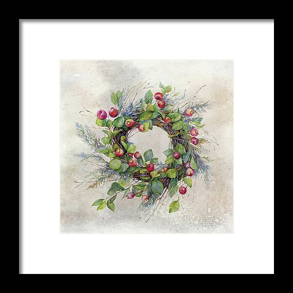 Berries Framed Print featuring the digital art Woodland Berry Wreath by Colleen Taylor