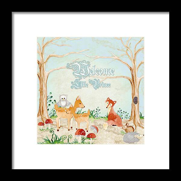 Woodchuck Framed Print featuring the painting Woodland Fairy Tale - Welcome Little Prince by Audrey Jeanne Roberts