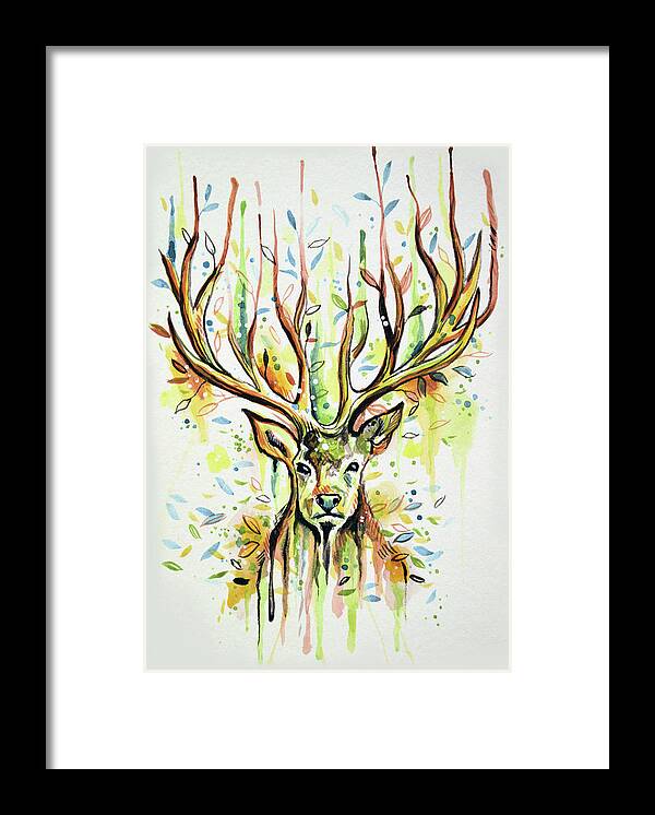 Deer Framed Print featuring the painting Woodland Magic by Amy Giacomelli