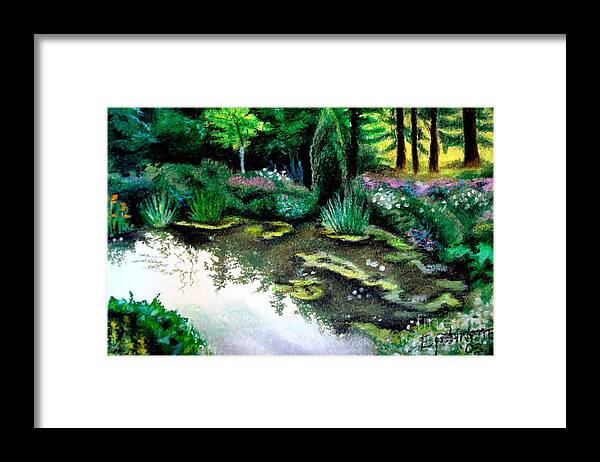 Landscape Framed Print featuring the pastel Woodland Mystery by Elizabeth Robinette Tyndall