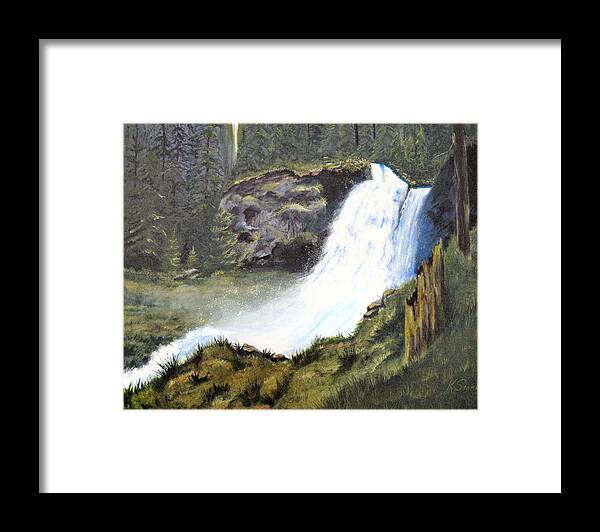 Forest Framed Print featuring the painting Woodland Respite by Karen Stark