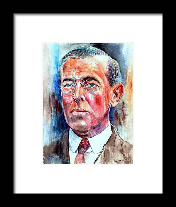 Woodrow Framed Print featuring the painting Woodrow Wilson painting by Suzann Sines