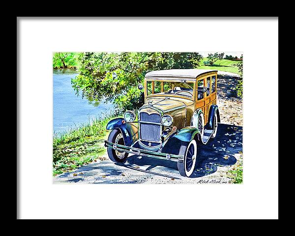 Watercolor Painting Framed Print featuring the painting Woody by the Water by Rick Mock
