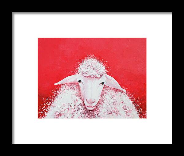 Sheep Framed Print featuring the painting Woolly Sheep painting, Gabriel by Jan Matson