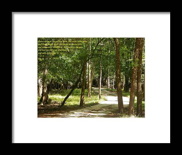 Narrow Path Framed Print featuring the photograph Word of God with Usher Landing by Sheri McLeroy