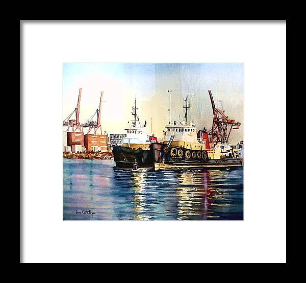 Nautical Framed Print featuring the painting Working Boats -Seattle by June Conte Pryor