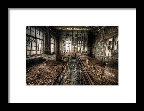 Urbex Framed Print featuring the digital art Workshop is closed by Nathan Wright