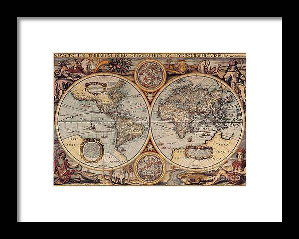 World Map Framed Print featuring the photograph World Map 1636 by Photo Researchers