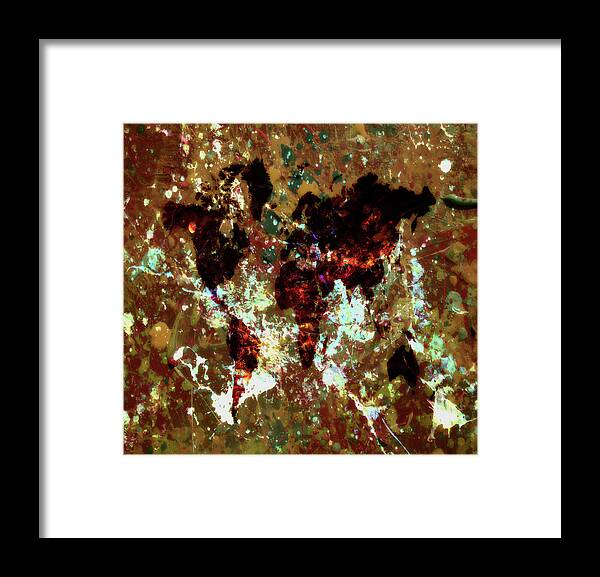 World Map Framed Print featuring the mixed media World Map c6 by Brian Reaves