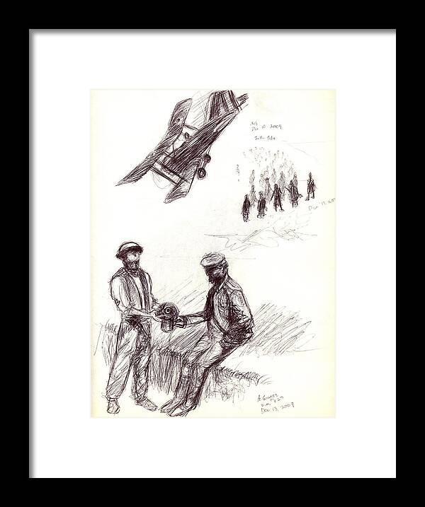 Military Framed Print featuring the drawing World War One sketch No. 2 by Andrew Gillette