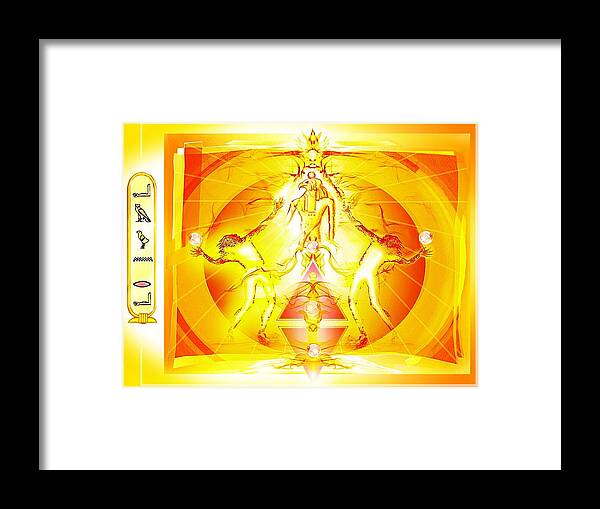 Amun Ra Framed Print featuring the painting Worshipping Amun Ra by Hartmut Jager