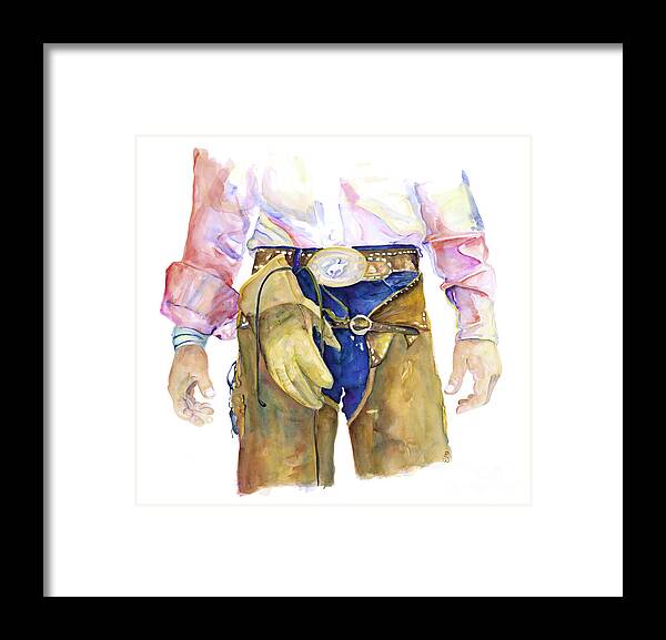 Cowboy Painting Framed Print featuring the painting Wrangler by Pat Saunders-White
