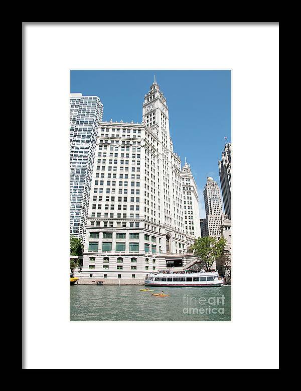 Boats Framed Print featuring the photograph Wrigley Building Overlooking the Chicago River by David Levin