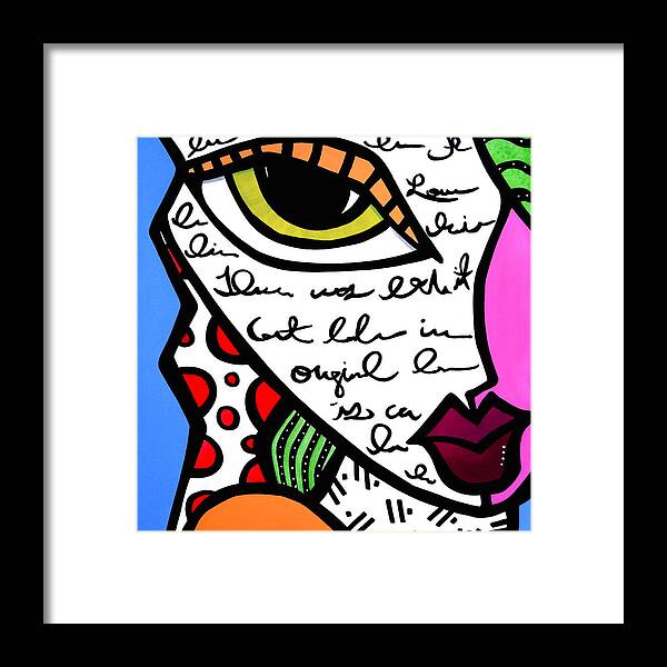 Fidostudio Framed Print featuring the painting Written All Over Her Face by Tom Fedro