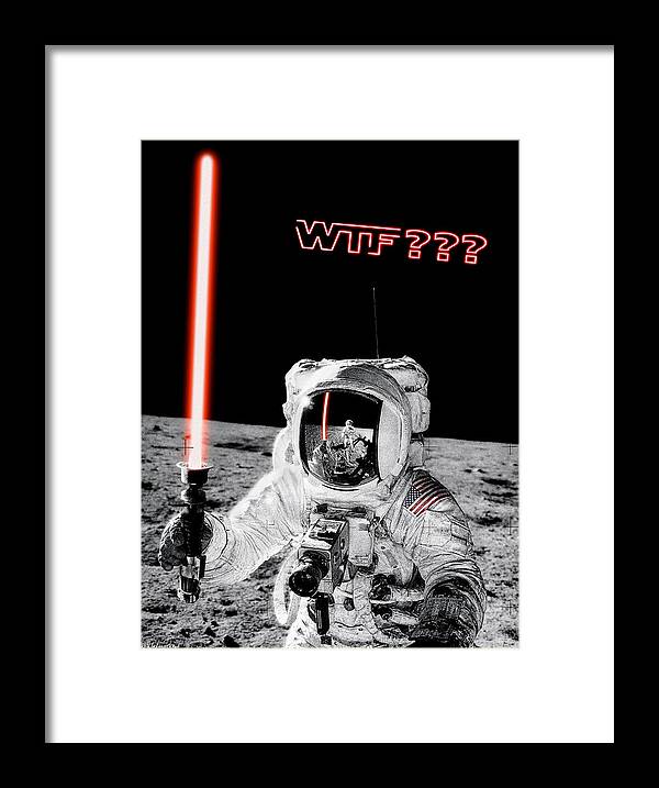 Wtf Framed Print featuring the photograph WTF? Alan Bean Finds Lightsaber on the Moon by Weston Westmoreland