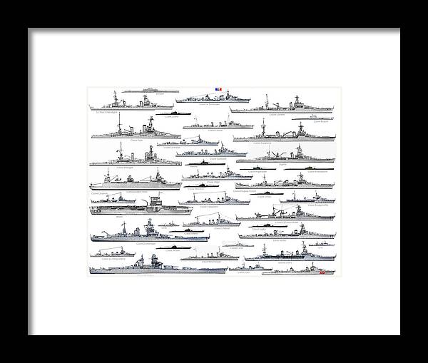 Ww2 Framed Print featuring the drawing ww2 French Navy by The Collectioner