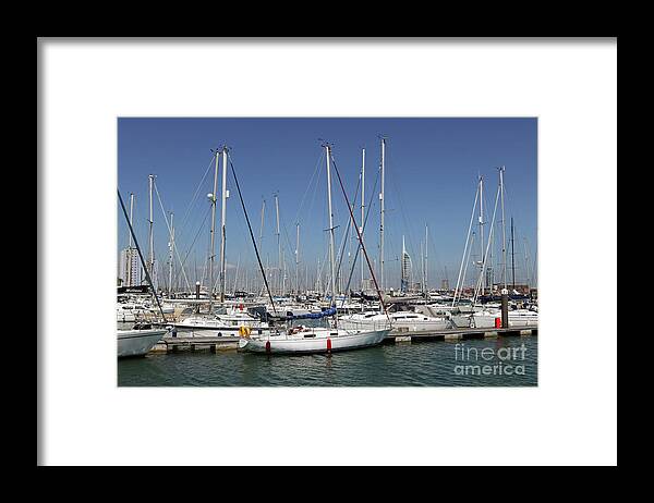 Yachts In The Marina Portsmouth Framed Print featuring the photograph Yachts in the Marina Portsmouth by Julia Gavin