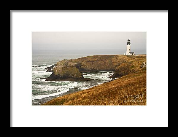 Lighthouse Framed Print featuring the photograph Yaquina Head Lighthouse by Alice Cahill