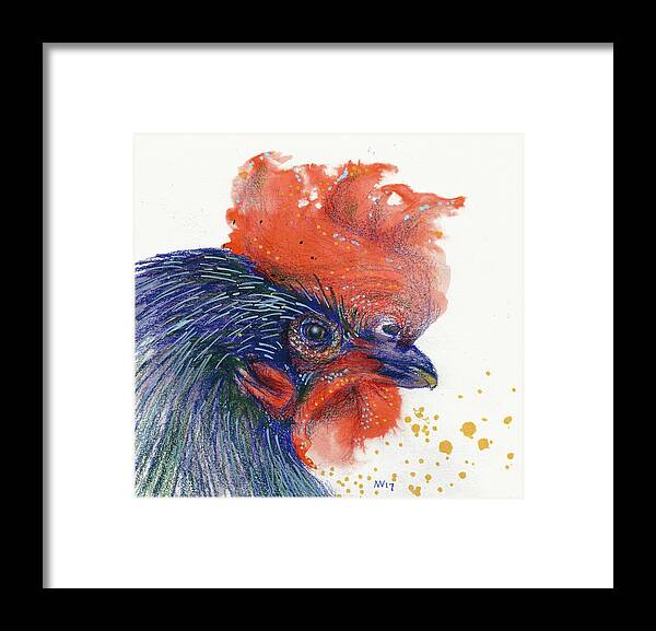 Rooster Framed Print featuring the mixed media Year of the Rooster by AnneMarie Welsh