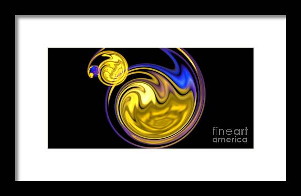 Apophysis Framed Print featuring the digital art Yellow and Blue Duck by Kim Sy Ok