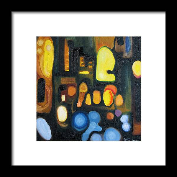 Abstract Framed Print featuring the painting Yellow and Blue by Patricia Arroyo