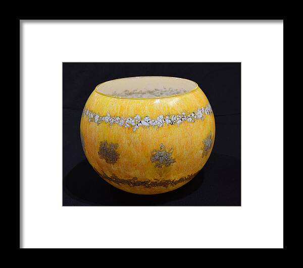 Glass Framed Print featuring the glass art Yellow and White Vase by Christopher Schranck