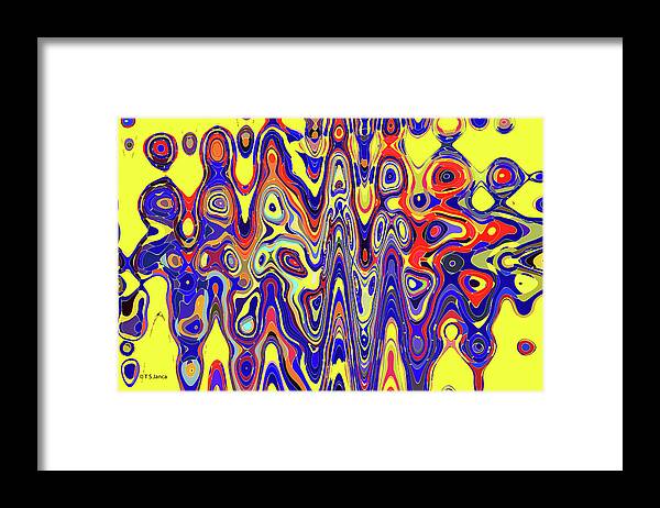 Yellow Blue Red And Green Abstract Framed Print featuring the digital art Yellow Blue Red And Green Abstract by Tom Janca
