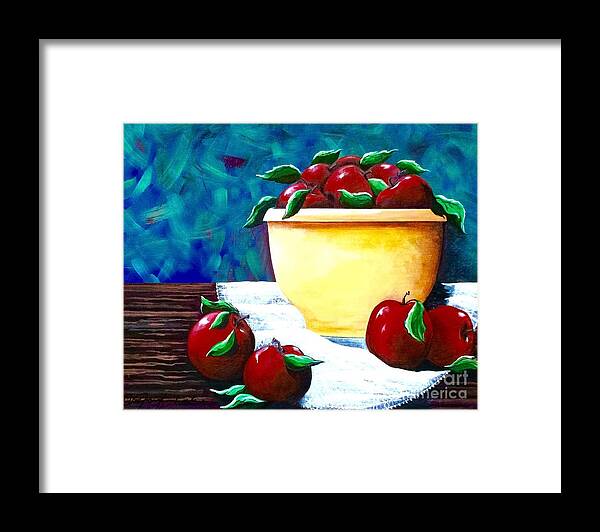 Fall Framed Print featuring the painting Yellow Bowl of Apples by Jennifer Lake
