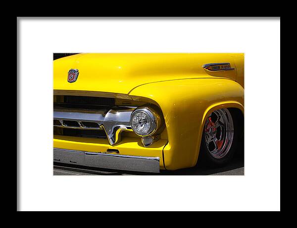 Ford Framed Print featuring the photograph Yellow custom Ford F100 by Jeff Floyd CA