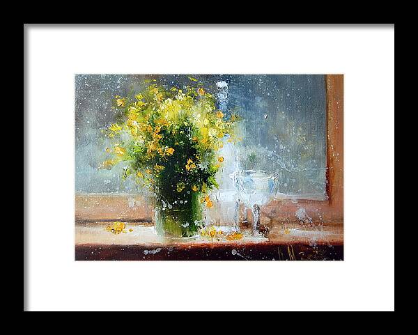 Russian Artists New Wave Framed Print featuring the painting Yellow Flowers by Igor Medvedev