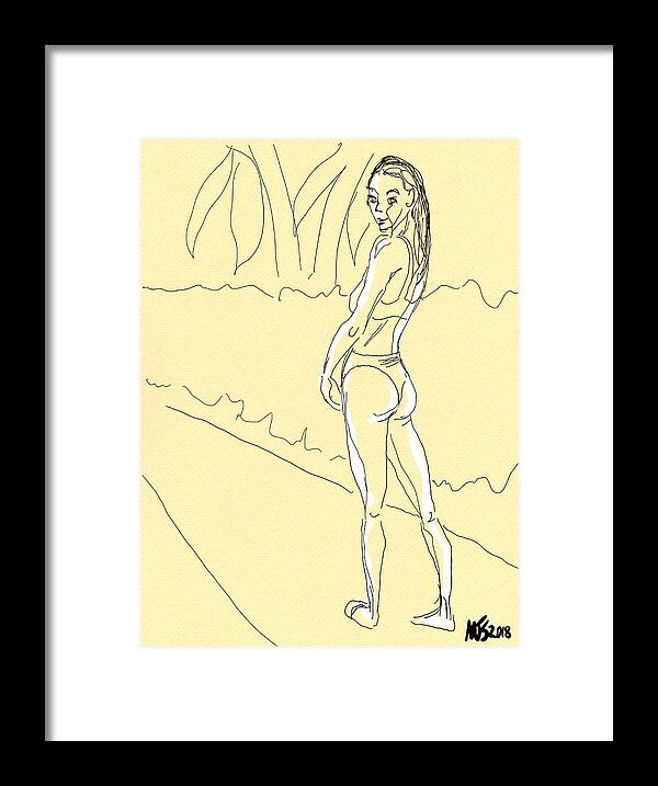 Figure Framed Print featuring the digital art Yellow Girl by Michael Kallstrom