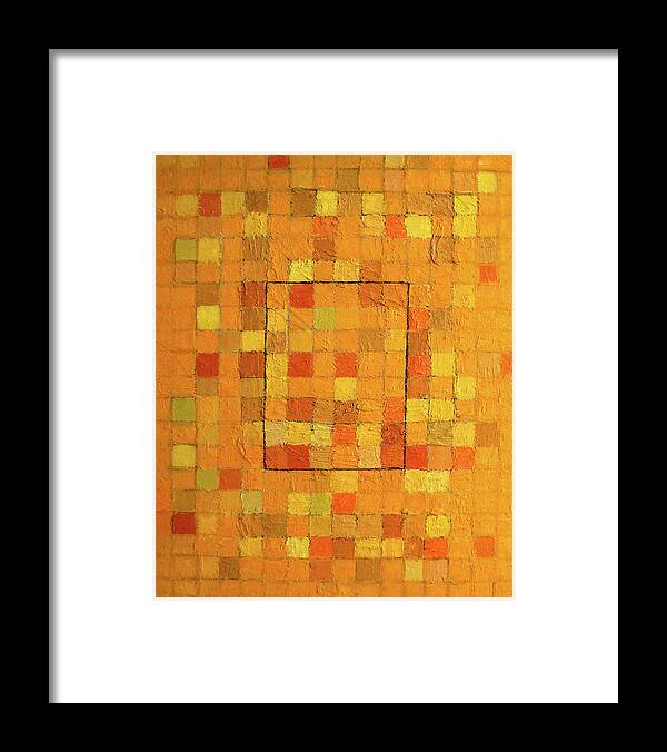 Abstract Framed Print featuring the painting Yellow Grid by Stan Chraminski