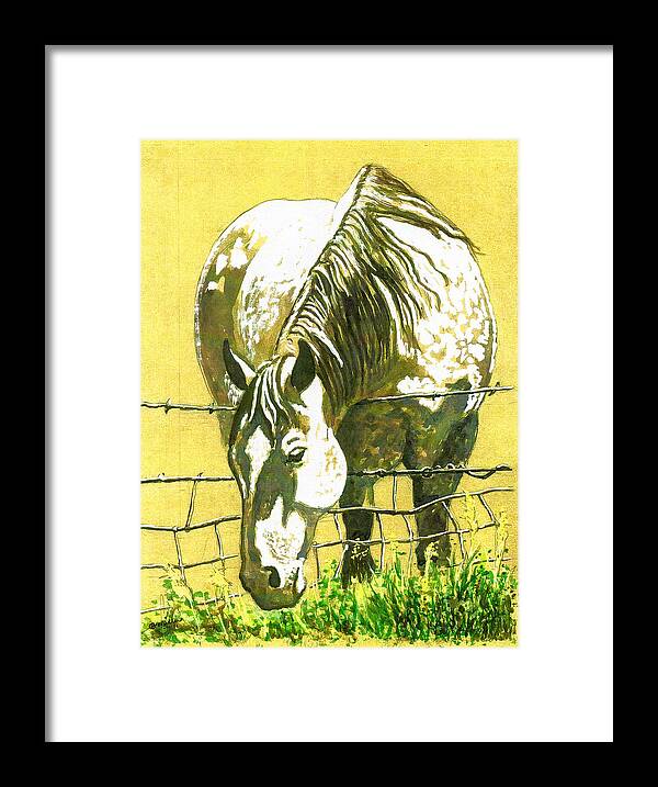 Art Framed Print featuring the painting Yellow Horse by Bern Miller
