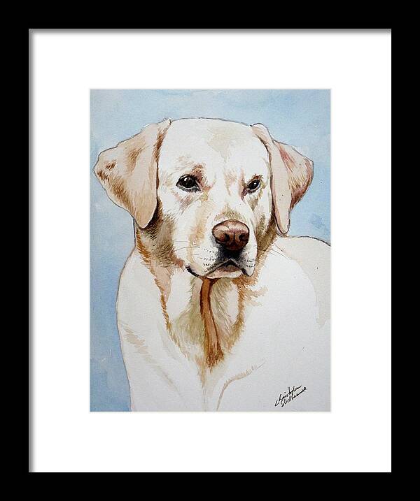 Lab Framed Print featuring the painting Yellow Lab by Christopher Shellhammer