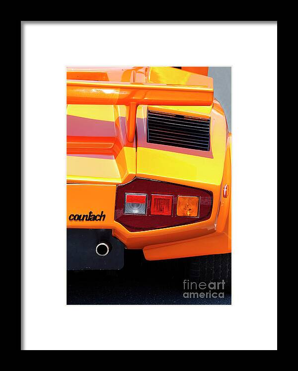 Yellow Framed Print featuring the photograph Yellow Lamborghini Countach - Exotic Car by Anthony Totah
