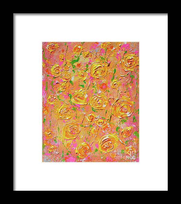 Original Framed Print featuring the painting Yellow Roses of Texas by Alys Caviness-Gober