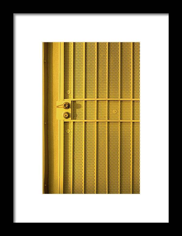 Yellow Framed Print featuring the photograph Yellow Security Door Venice Beach California by David Smith