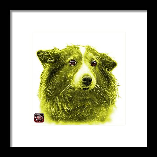 Sheltie Framed Print featuring the mixed media Yellow Shetland Sheepdog Dog Art 9973 - WB by James Ahn