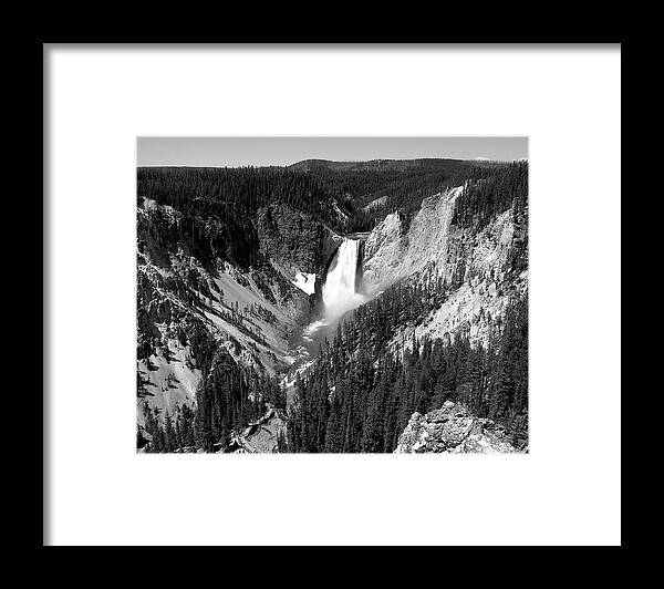 Yellowstone Framed Print featuring the photograph Yellowstone Falls - Black and White by George Jones