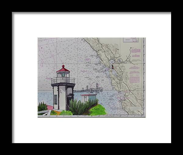 Yerba Buena Island Framed Print featuring the painting Yerba Buena Island Lighthouse by Mike Robles