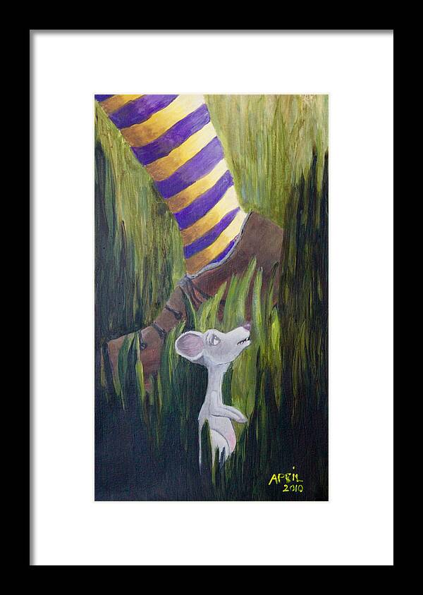 Mouse Framed Print featuring the painting Yikes Mouse by April Burton