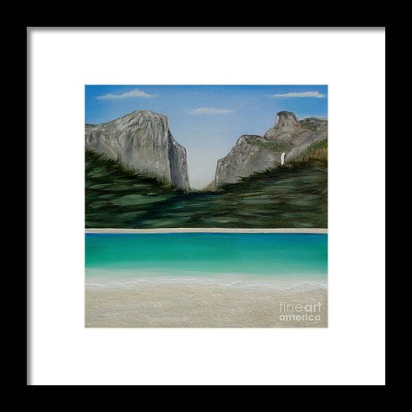 Art Framed Print featuring the painting Yosemite Beach by John Lyes